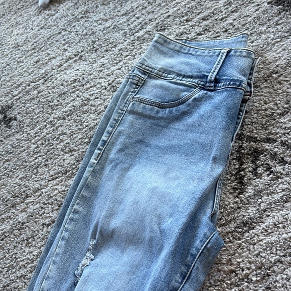 Light Blue Distressed Women's Jeans - Picture 7 of 8